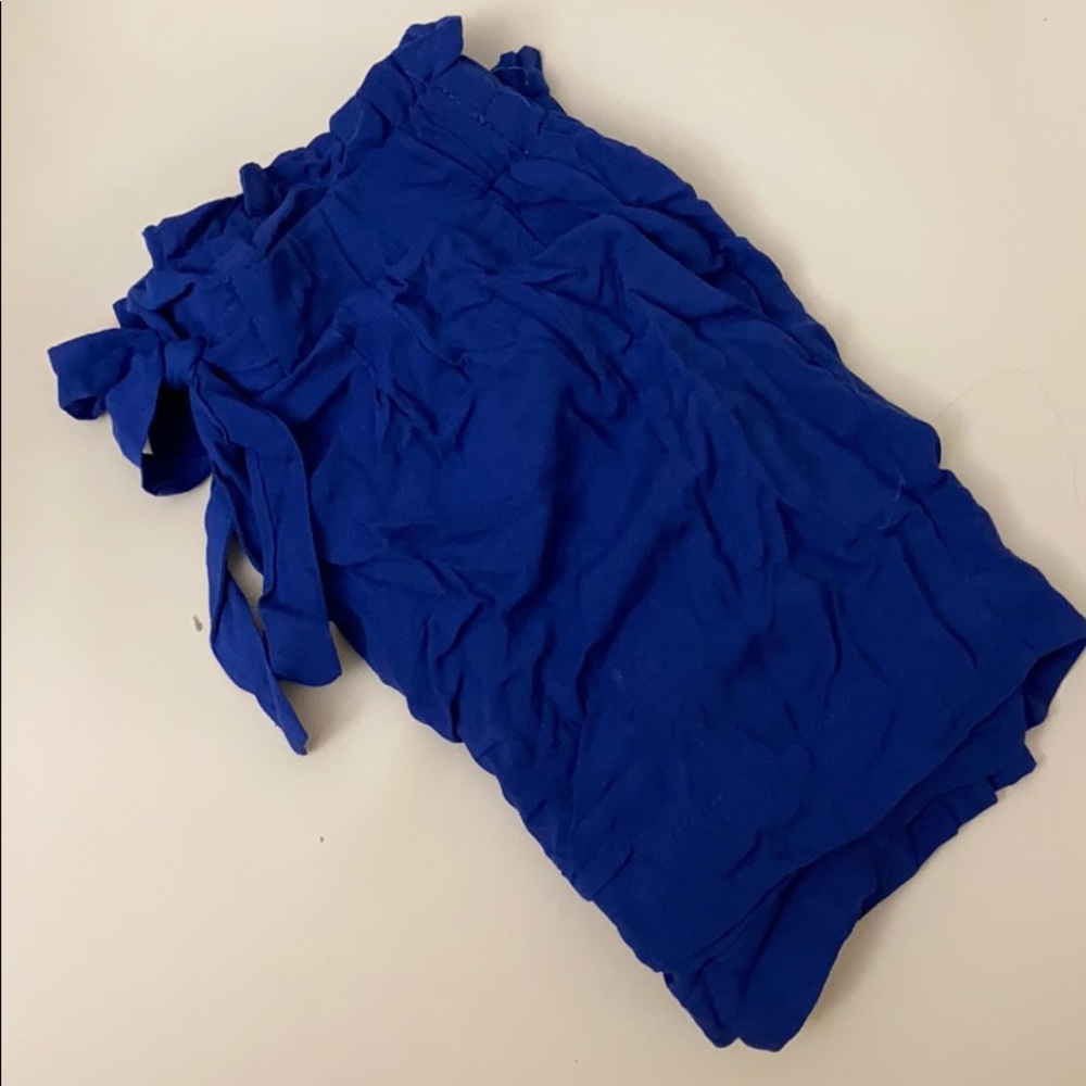 Blue paperbag shorts